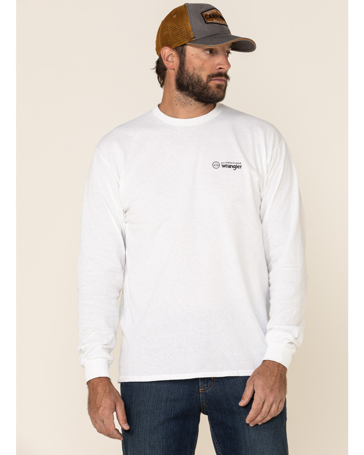 ATG by Wrangler Men's All-Terrain White Mountain Outline Graphic Long Sleeve T-Shirt