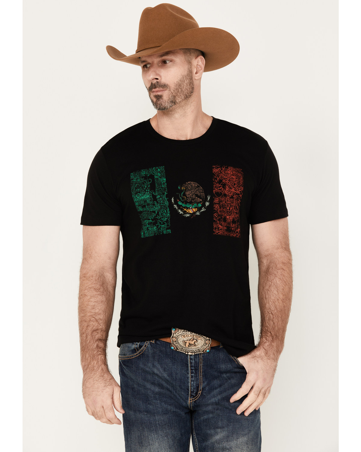 Cody James Men's Tiled Mexico Flag Short Sleeve Graphic T-Shirt