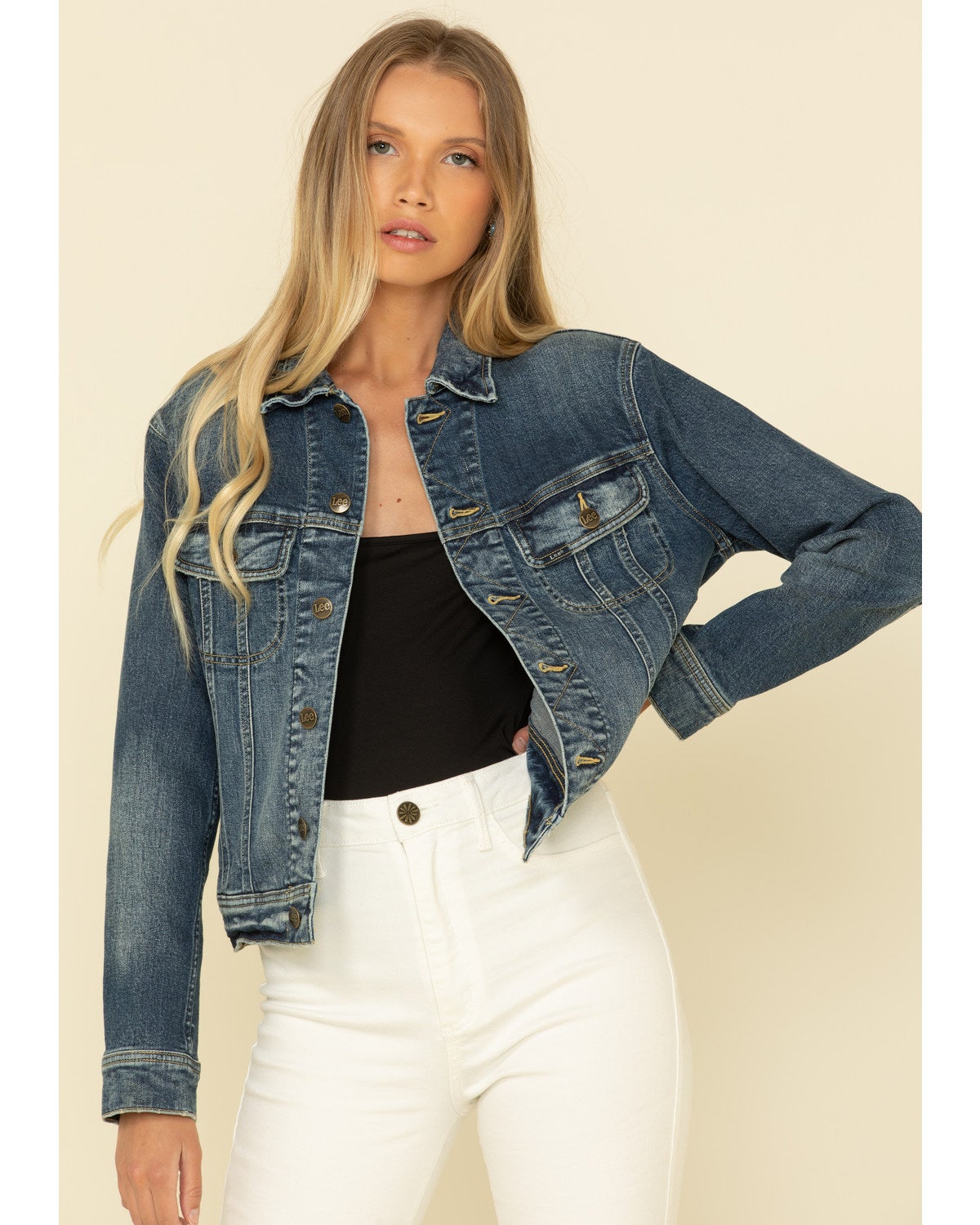 lee cropped denim jacket
