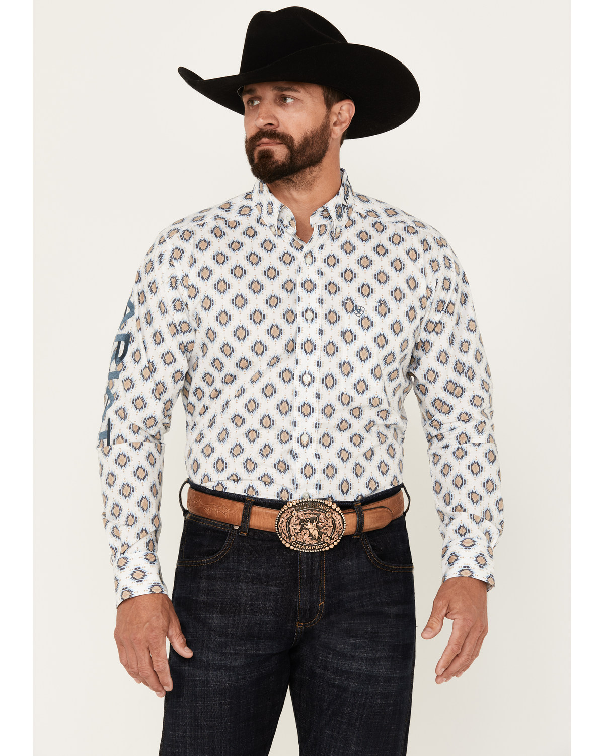 Ariat Men's Team Warner Southwestern Print Long Sleeve Button-Down Western Shirt