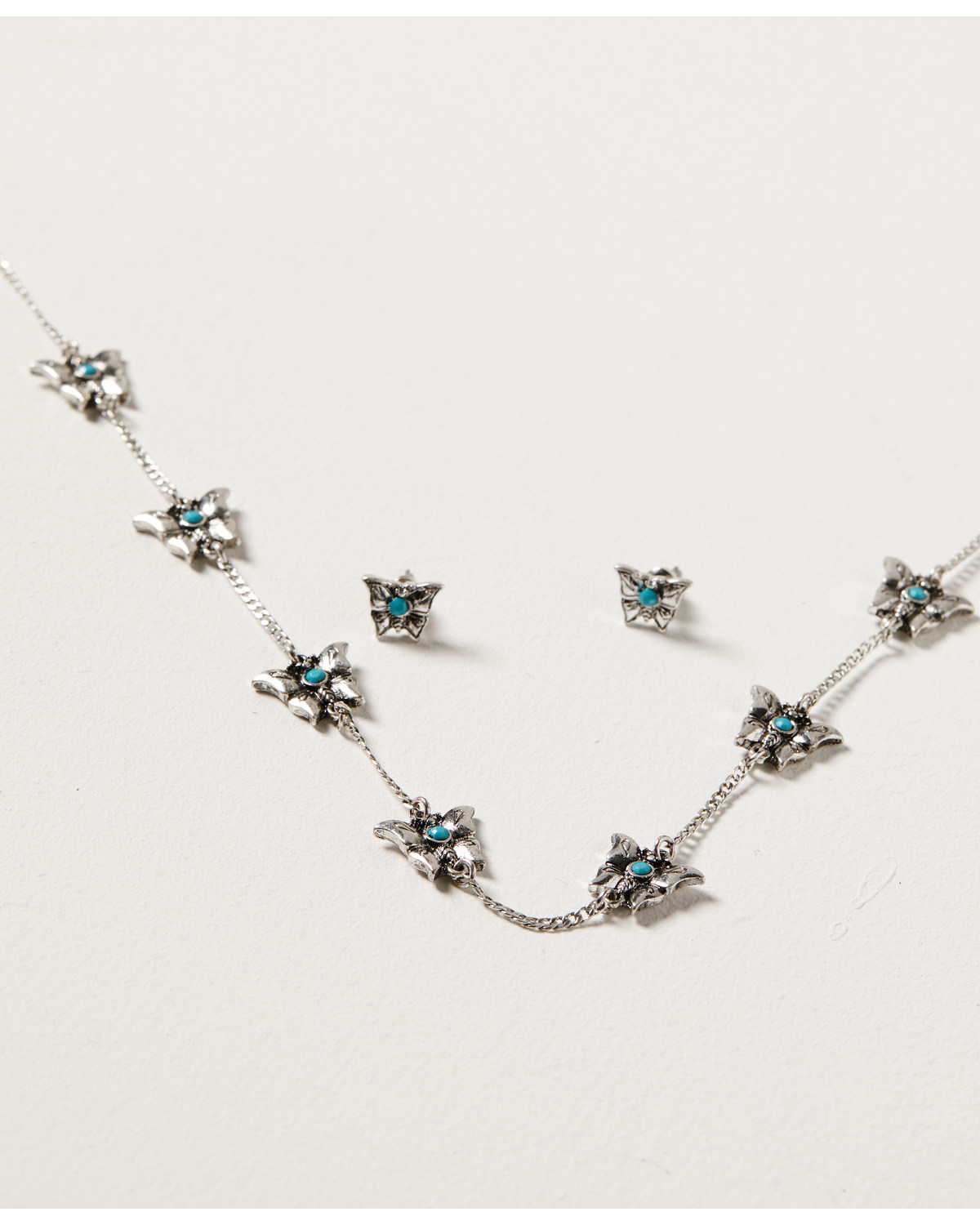 Shyanne Women's Wildflower Bloom Butterfly Charm Necklace Set - 2-Piece