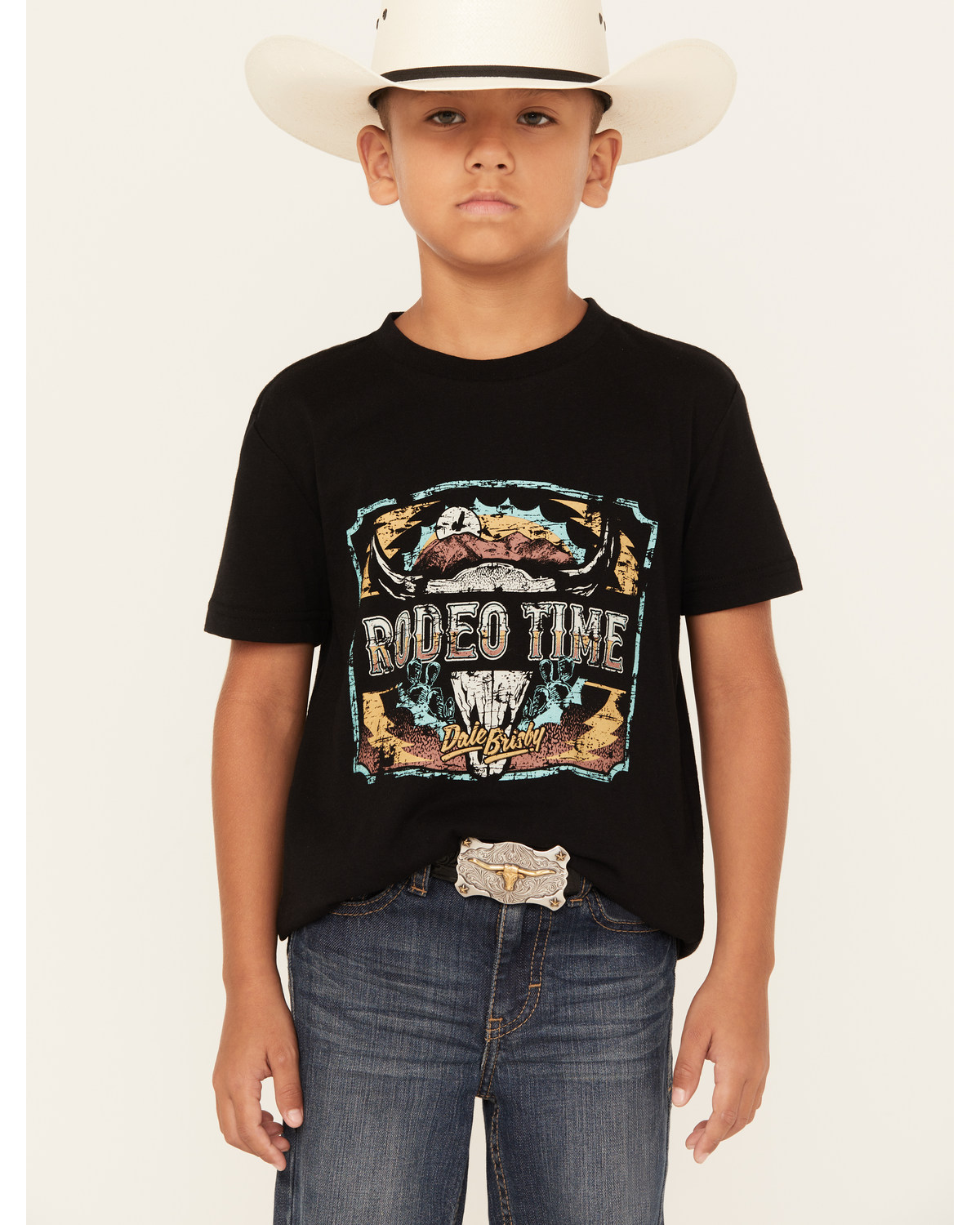 Rock & Roll Denim Boys' Dale Brisby Rodeo Time Short Sleeve Graphic T-Shirt