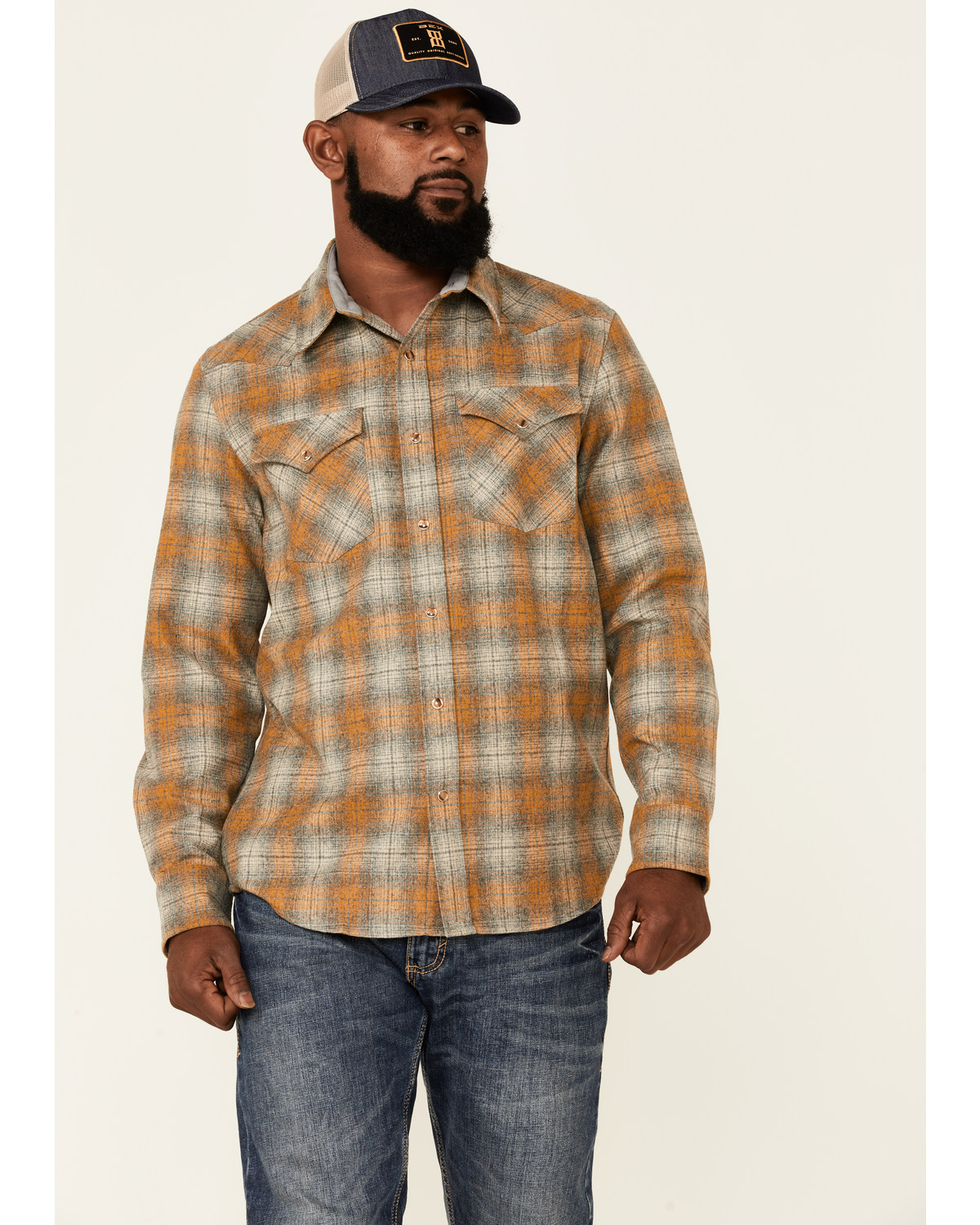 Pendleton Canyon Shirt - Men's Grey/Gold Ombre Plaid, XXL
