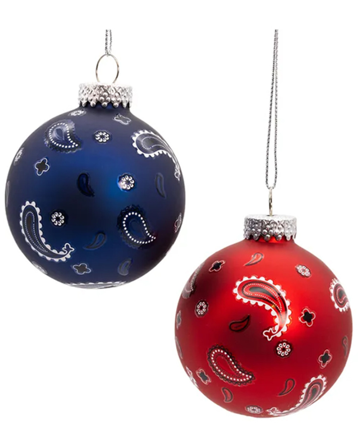 Kurt Adler Glass Bandana Style Ball Ornament Set - 6 Piece