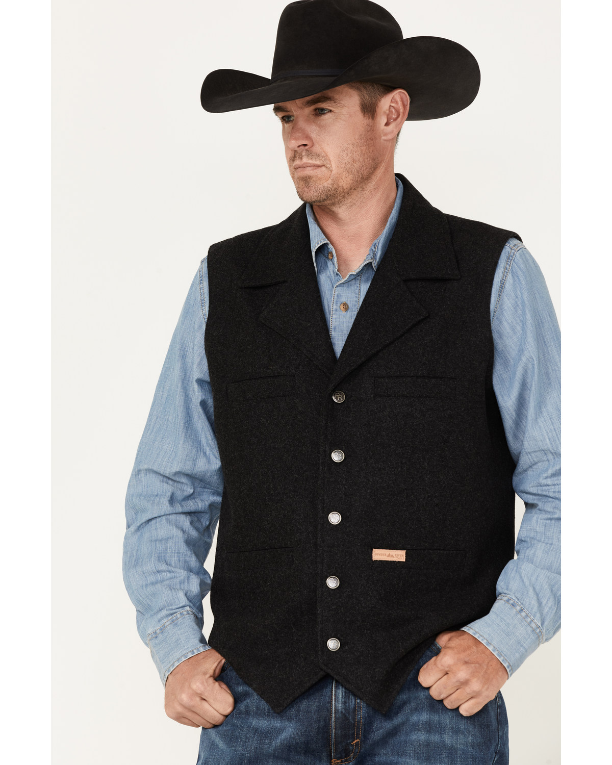 Powder River Outfitters Men's Black Wool Montana Vest