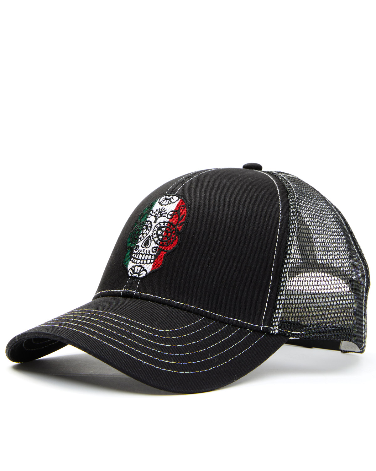Cody James Men's Mexico Flag Sugar Skull Embroidered Ball Cap