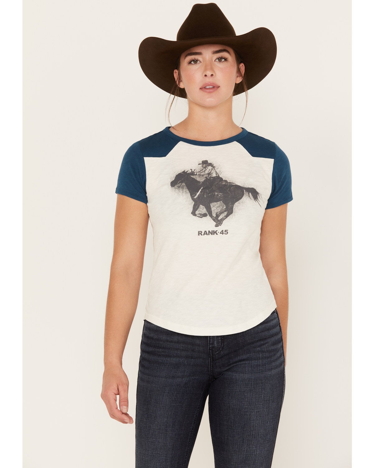 RANK 45® Women's Horse Rider Graphic Raglan Tee