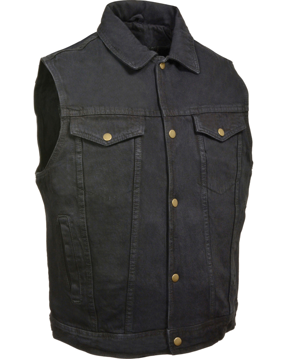 Milwaukee Leather Men's Snap Front Denim Vest with Shirt Collar