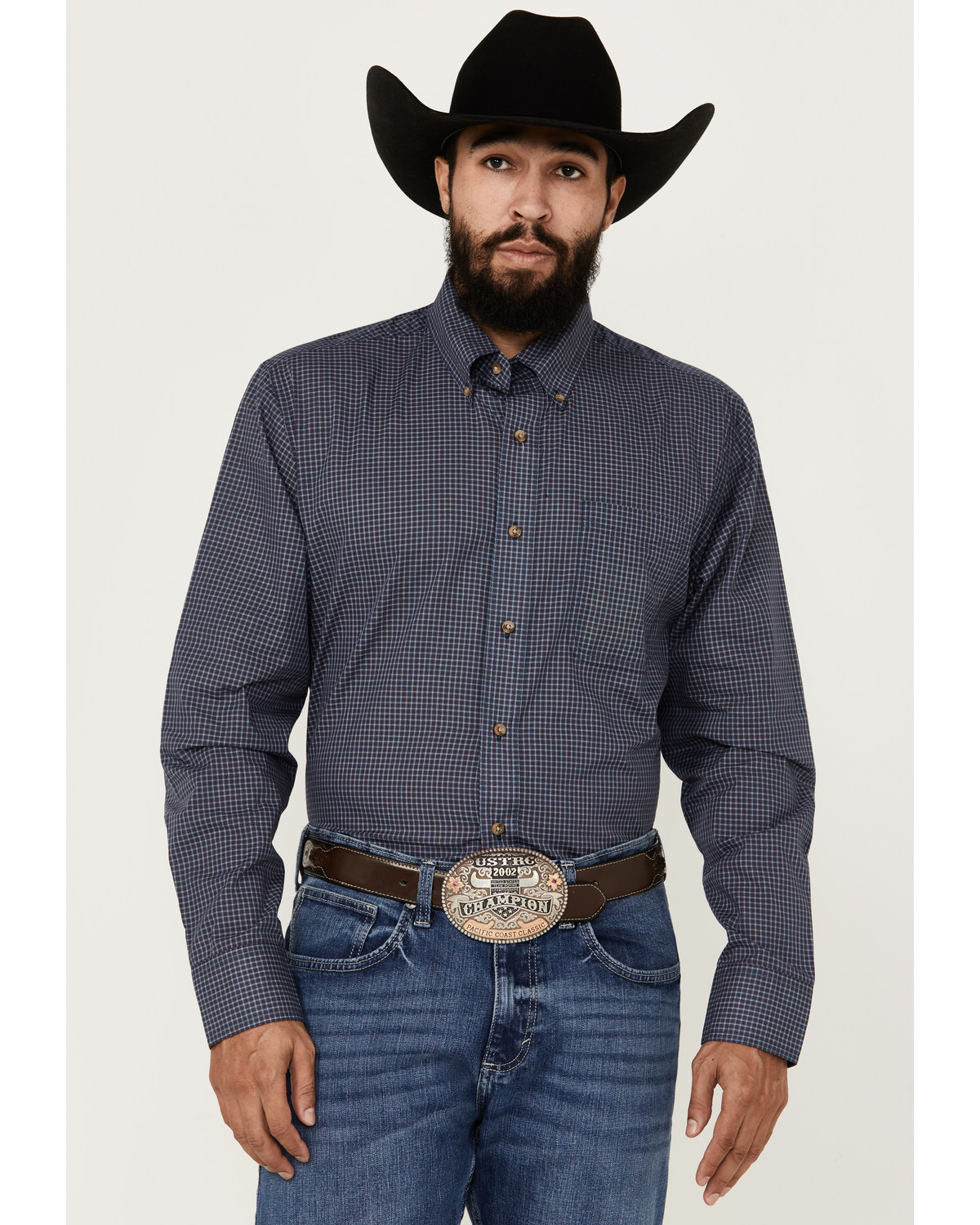 Wrangler Men's Riata Plaid Print Long Sleeve Button-Down Western Shirt