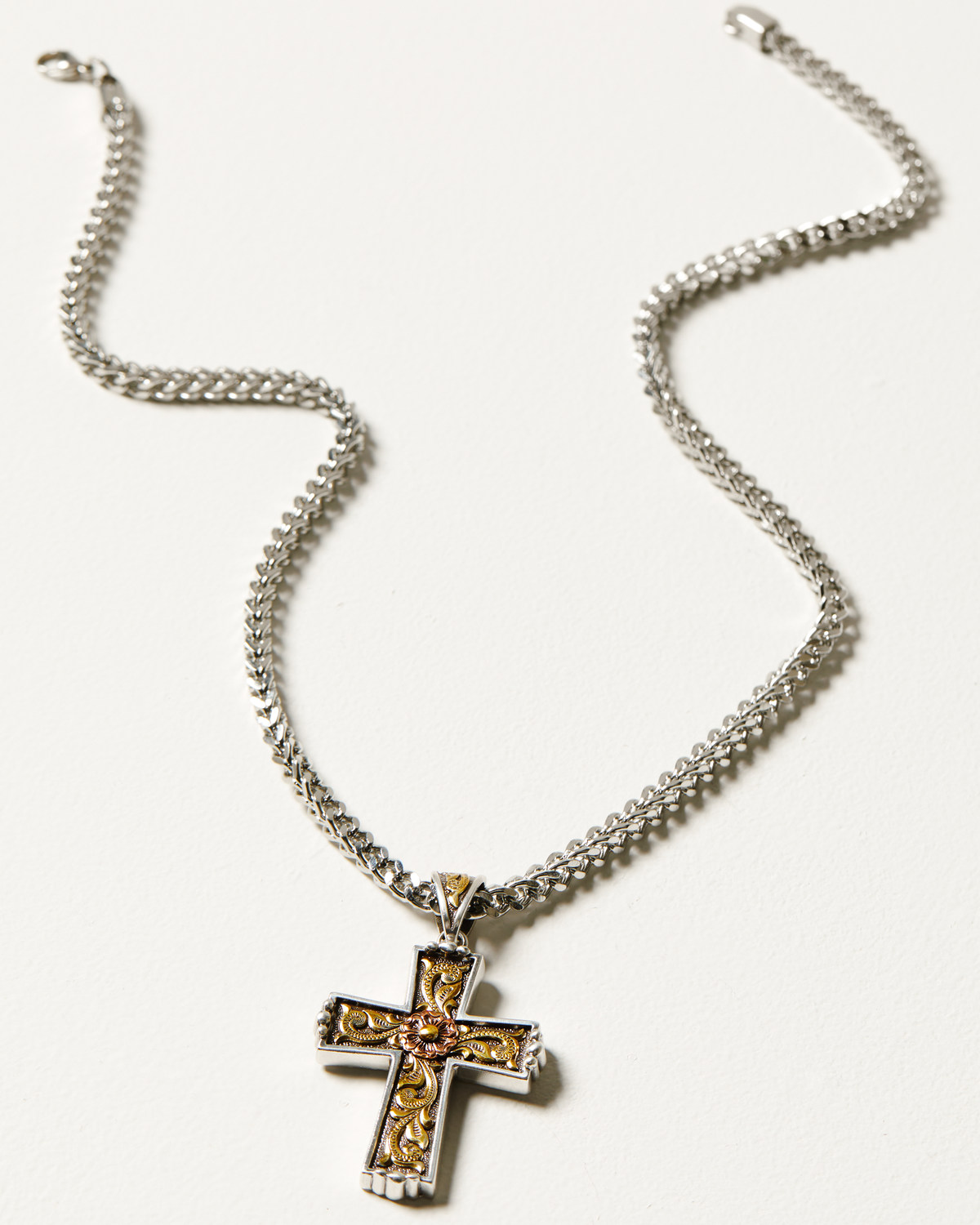 M & F Western Men's Twister Antique Cross Necklace