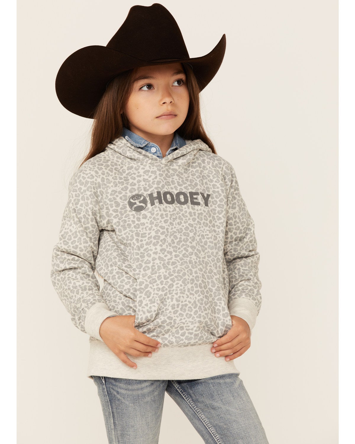 HOOEY Girls' Leopard Print Logo Hoodie 