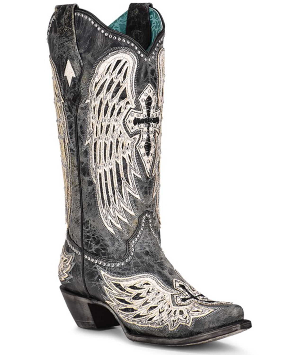 Corral Women's Cross & Wings Overlay Western Boots - Snip Toe