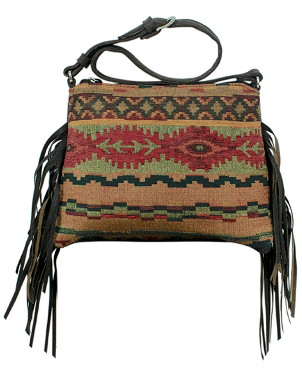 American West Women's Southwestern Tapestry Fringe Shoulder Bag