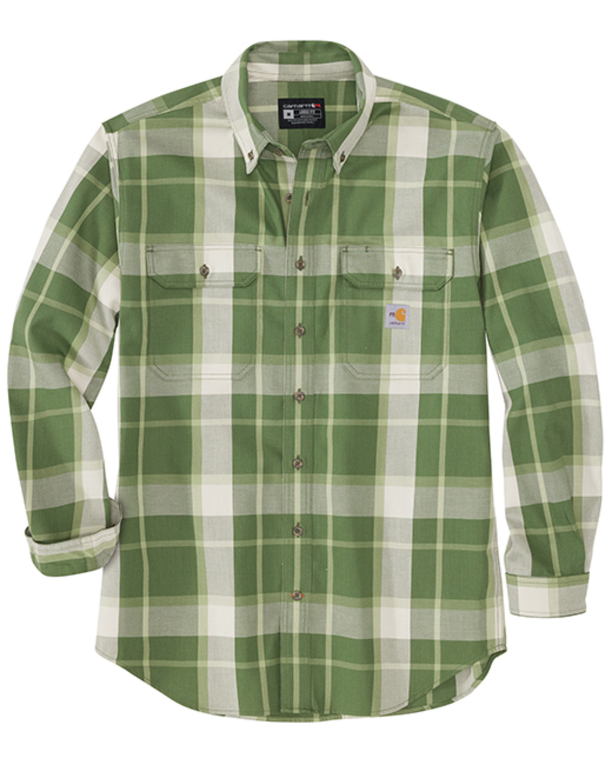 Carhartt Men's FR Forced Rugged Flex® Loose Fit Twill Plaid Print Long Sleeve Button-Down Work Shirt