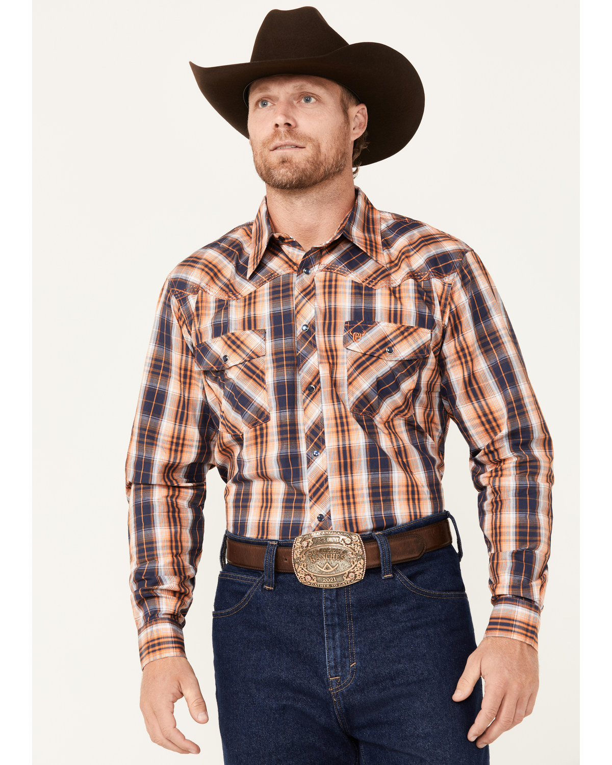 Cowboy Hardware Men's Hermosillo Plaid Print Long Sleeve Snap Western Shirt