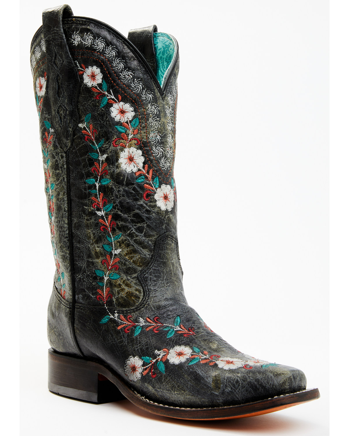 Corral Women's Floral Blacklight Western Boots - Square Toe