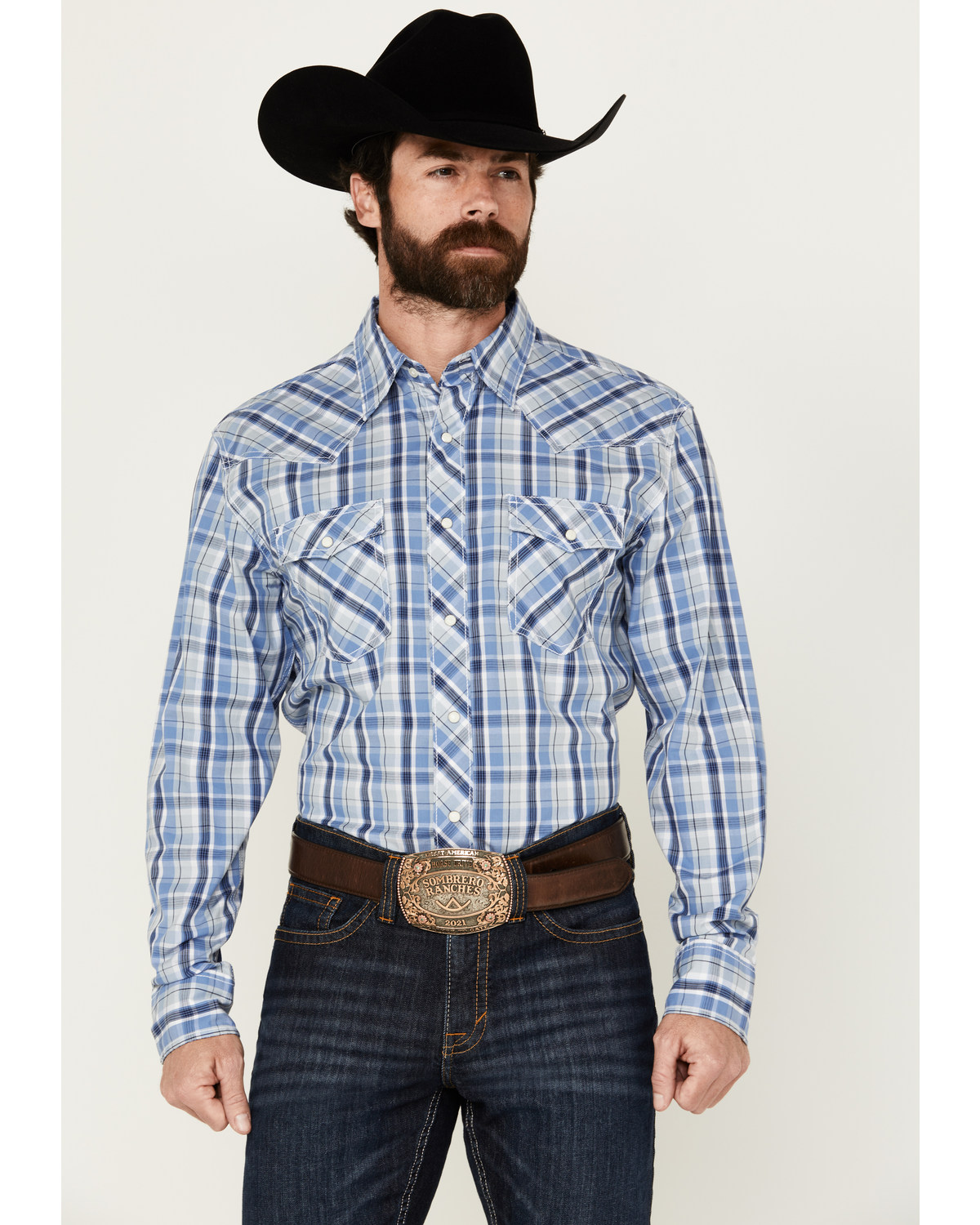 Wrangler 20X Men's Advanced Comfort Plaid Print Long Sleeve Snap Western Shirt