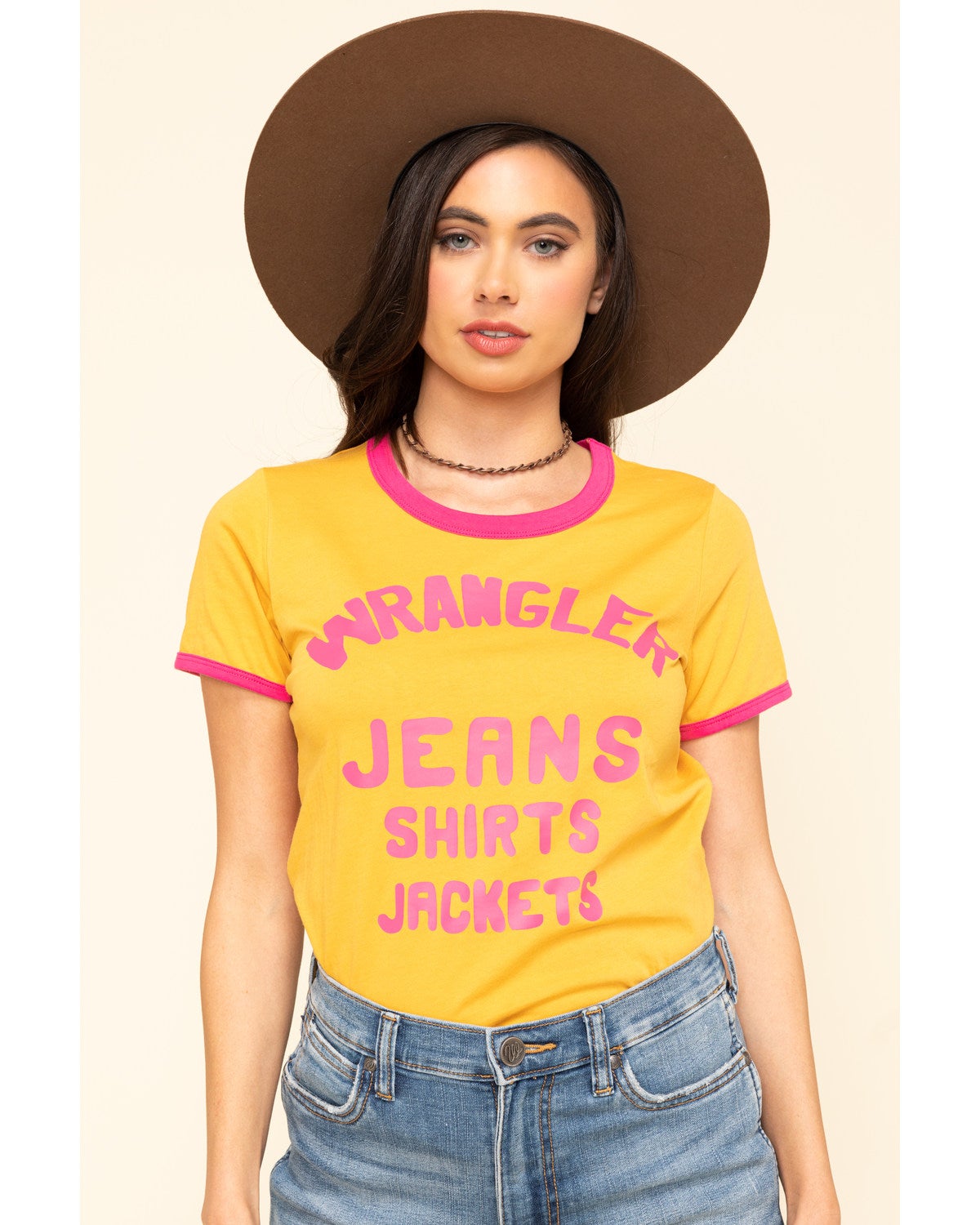 Wrangler Women's Mustard Ringer Tee 