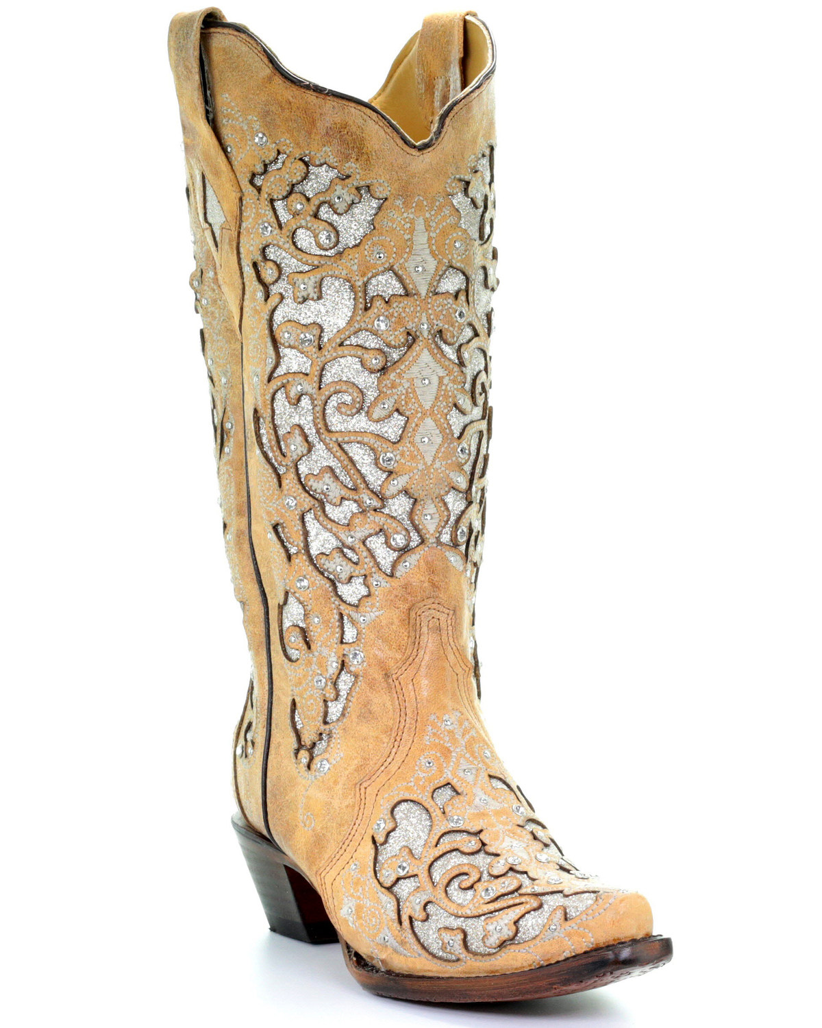 western boots beige