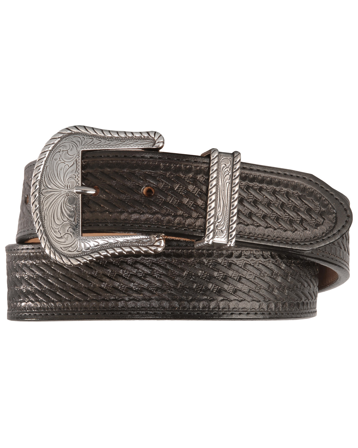 Justin Men's Bronco Basketweave Leather Belt