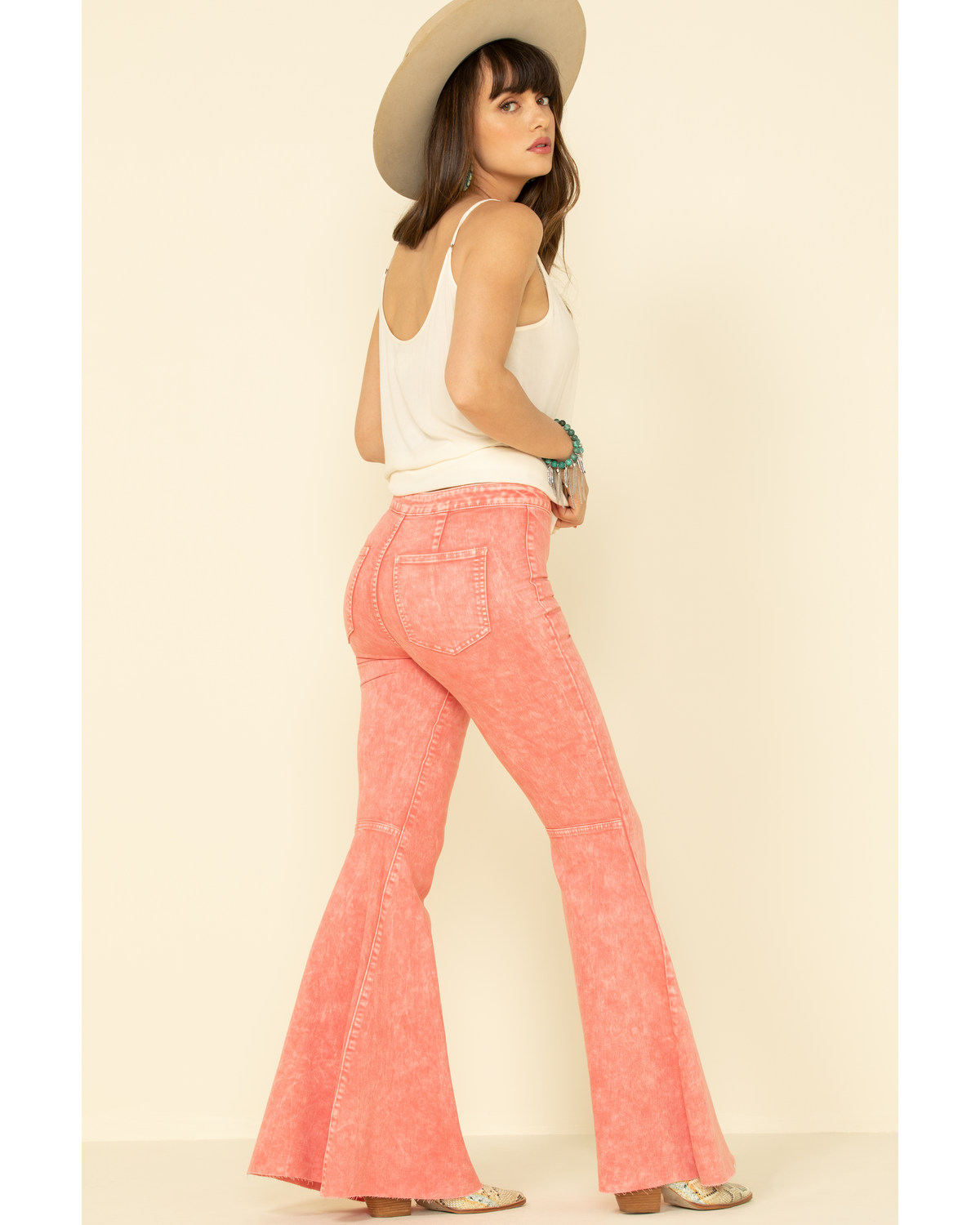 Pink jean flares clearance