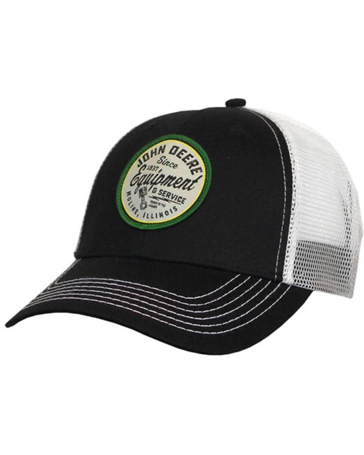 John Deere Men's Black & White Circle Logo Patch Mesh-Back Ball Cap