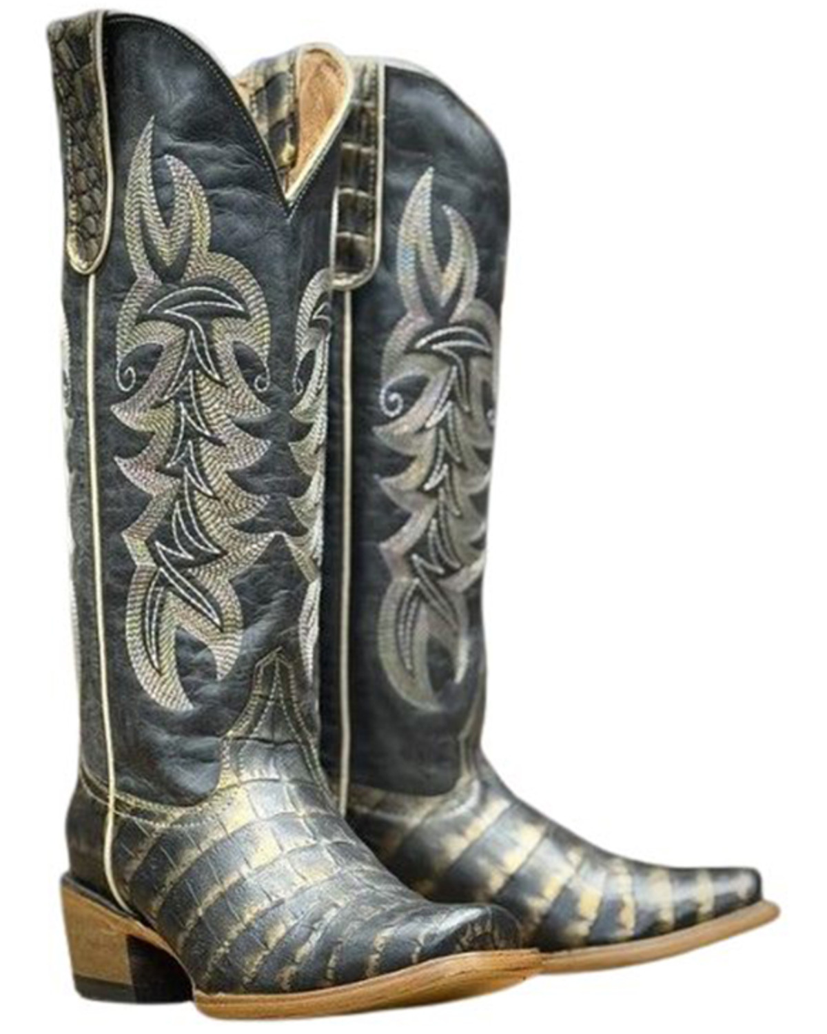 Tanner Mark Women's Caiman Print Tall Western Boots - Square Toe