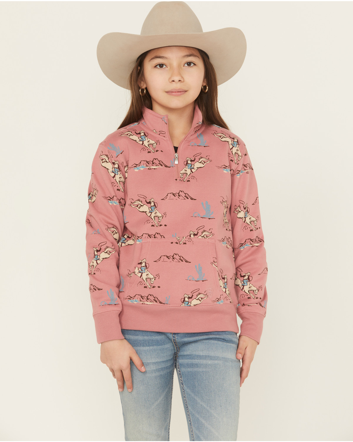 Ariat Girls' Horse Print 1/4 Zip Pullover
