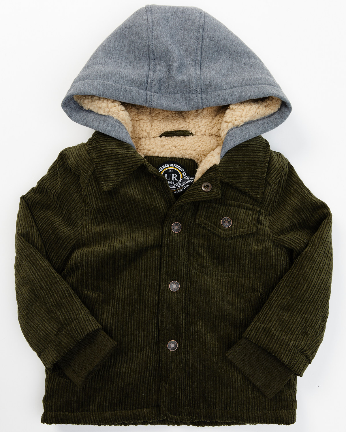 Urban Republic Toddler Boys' Corduroy Sherpa Lined Hooded Jacket