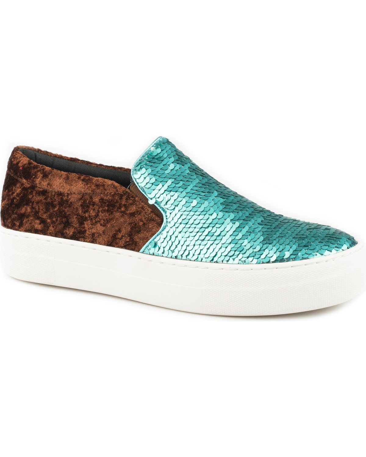 Silver Reversible Sequin Slip On Shoes