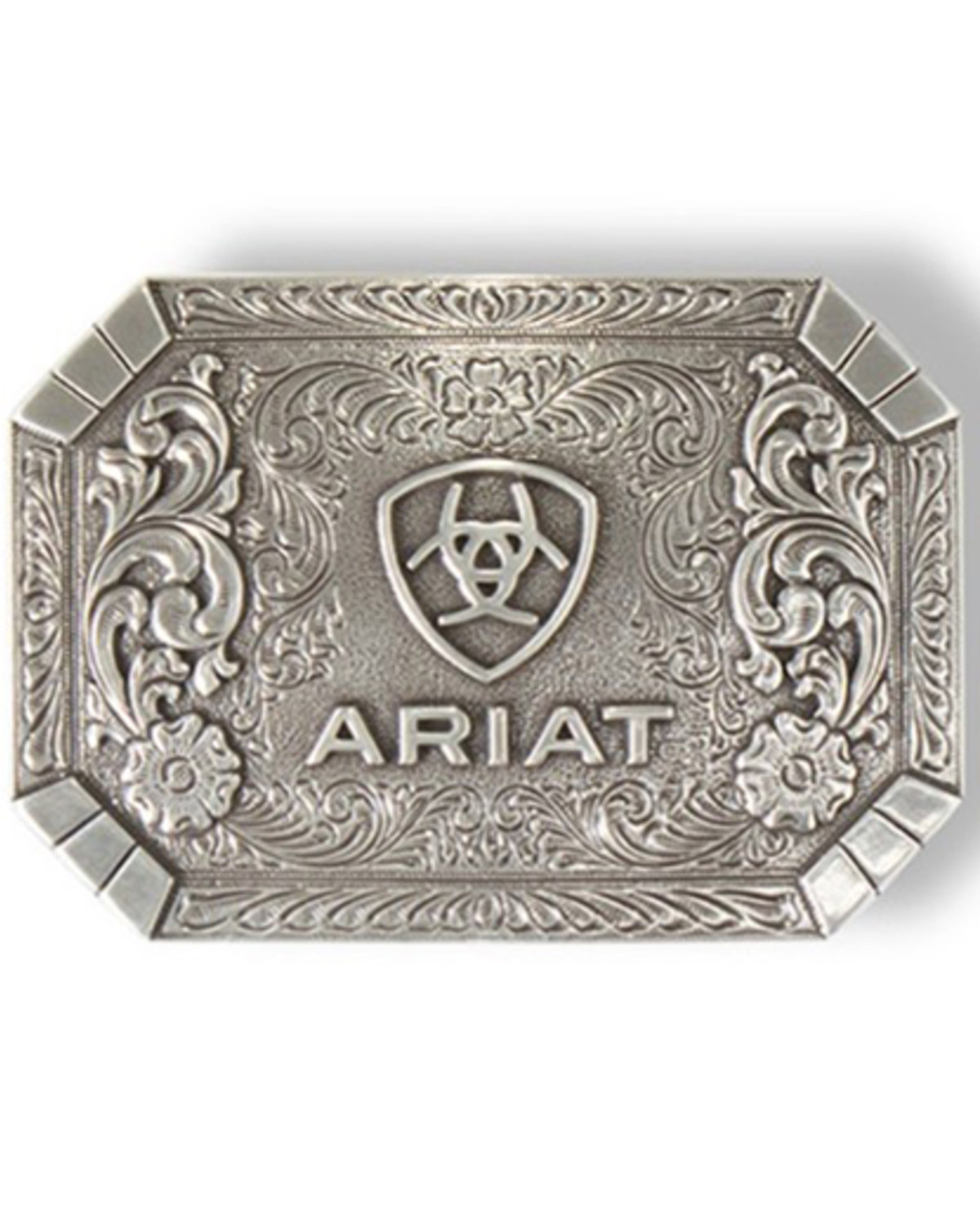 Ariat Women's Floral Silver Rectangular Belt Buckle