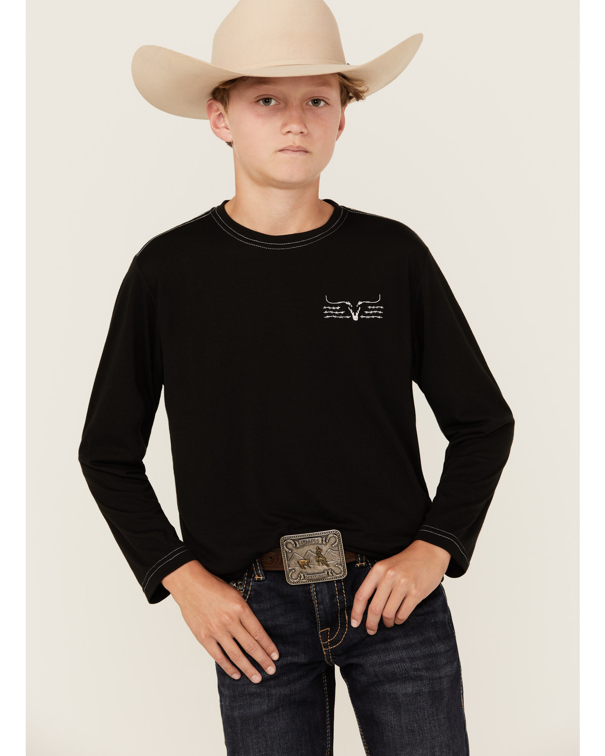 Cowboy Hardware Boys' Triple Barb Ghost Long Sleeve Graphic T-Shirt