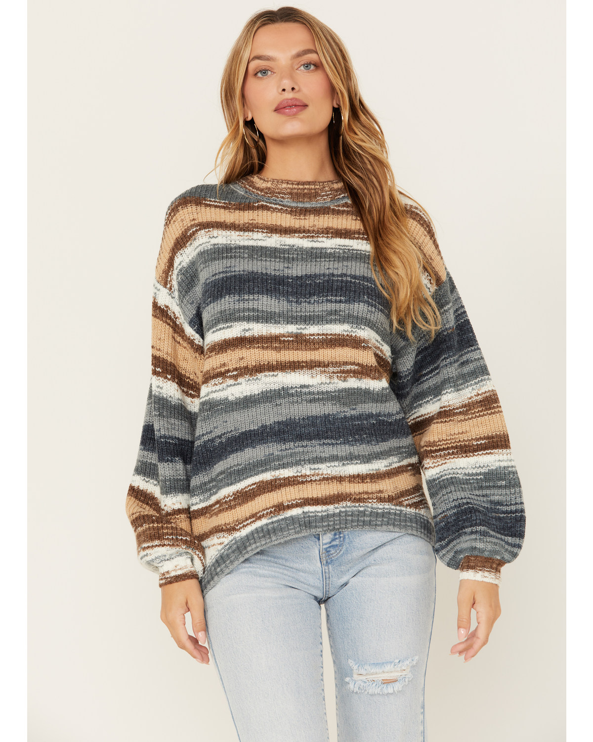 Cleo + Wolf Women's Striped Oversized Sweater
