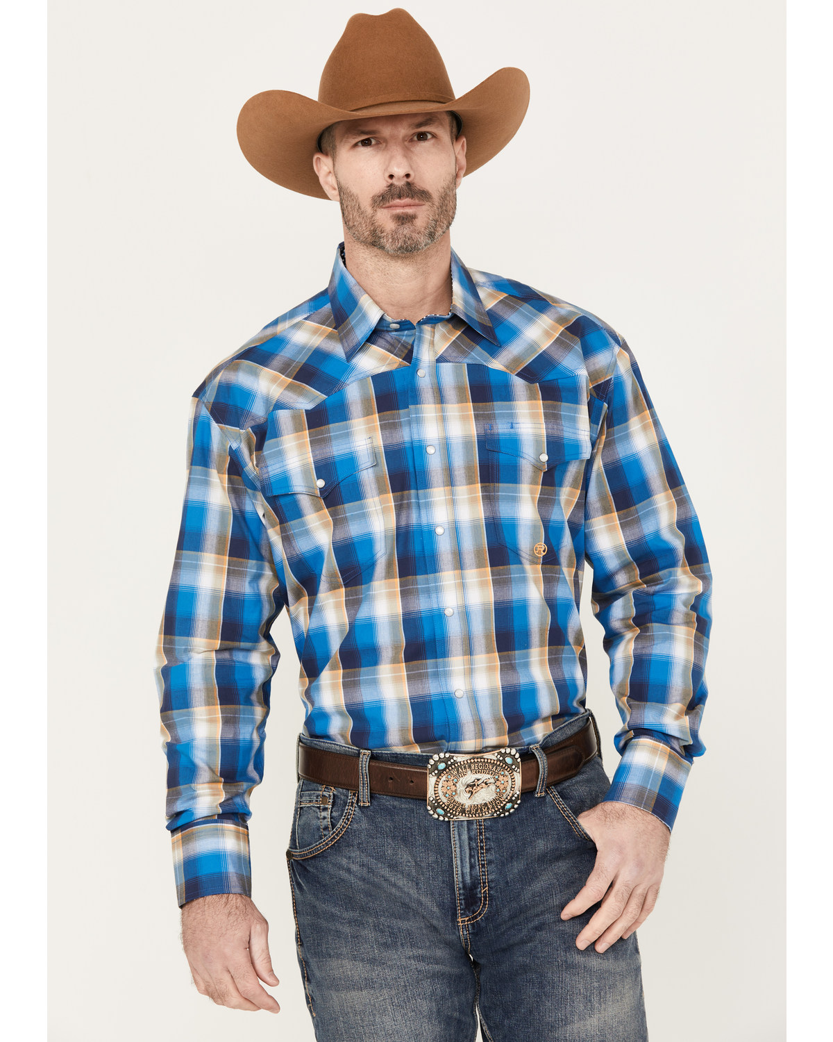 Roper Men's Amarillo Plaid Print Long Sleeve Western Snap Shirt