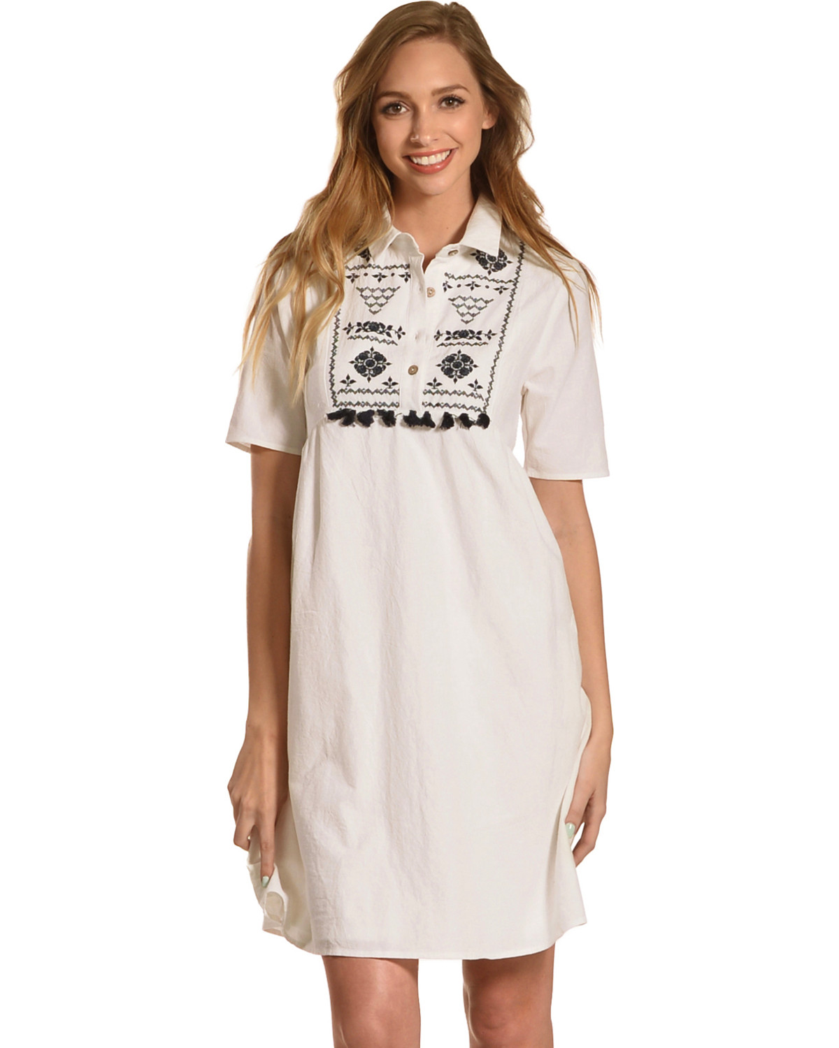 women's white embroidered dress