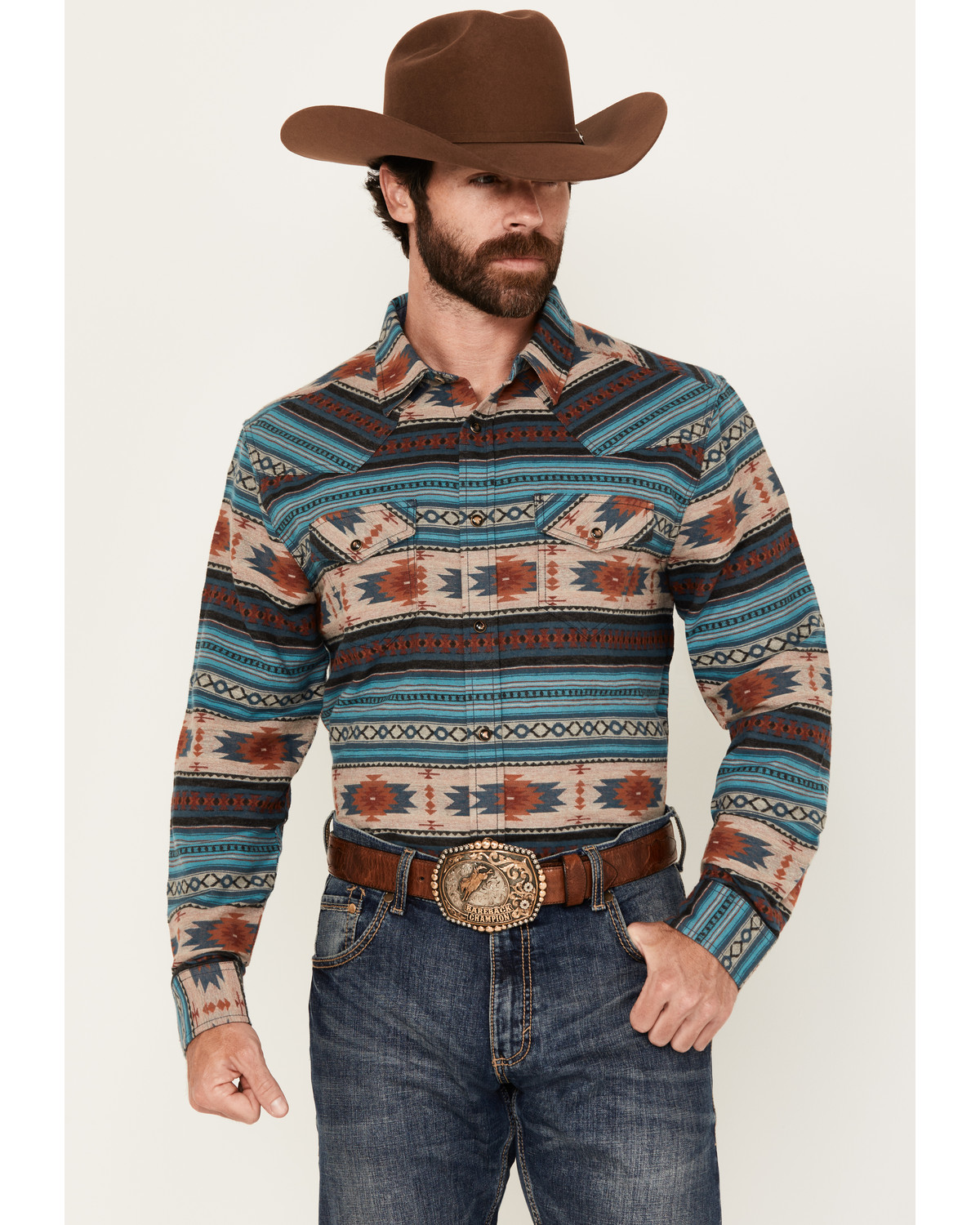 Cody James Men's Bandera Southwestern Striped Long Sleeve Snap Western Shirt