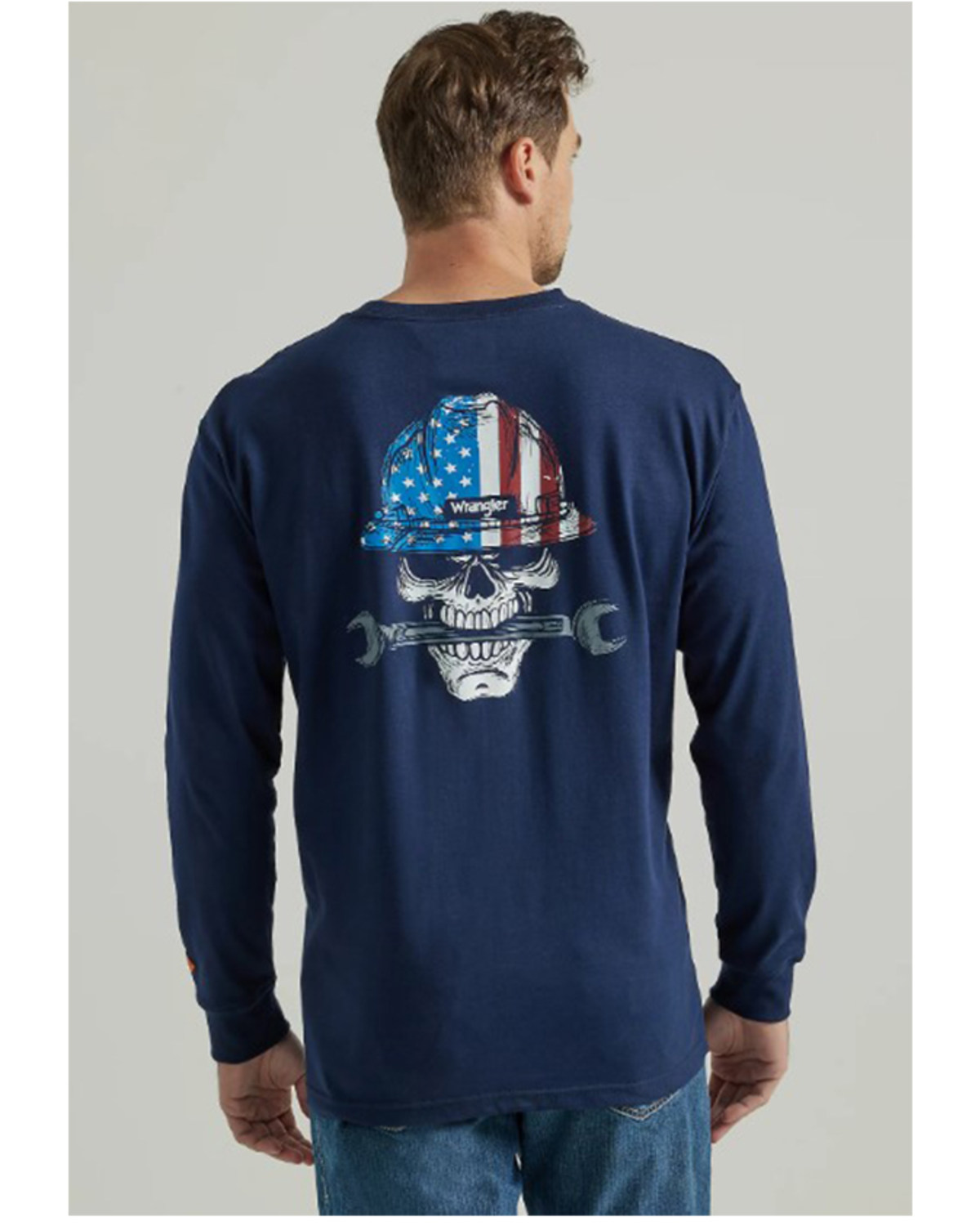 Wrangler Men's FR Skull Flag Long Sleeve Graphic T-Shirt