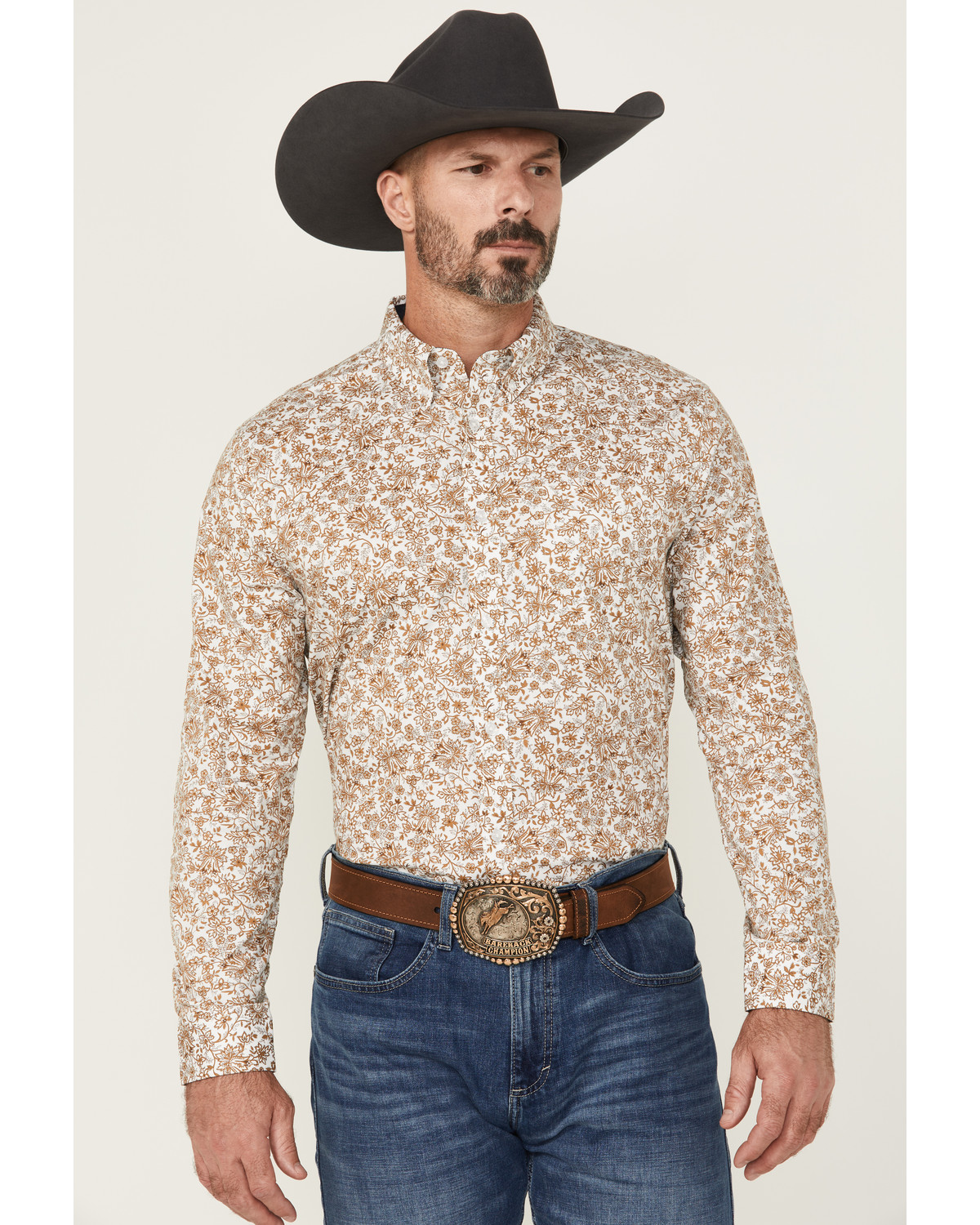 Cody James Men's Waylen Floral Print Long Sleeve Button-Down Stretch Western Shirt
