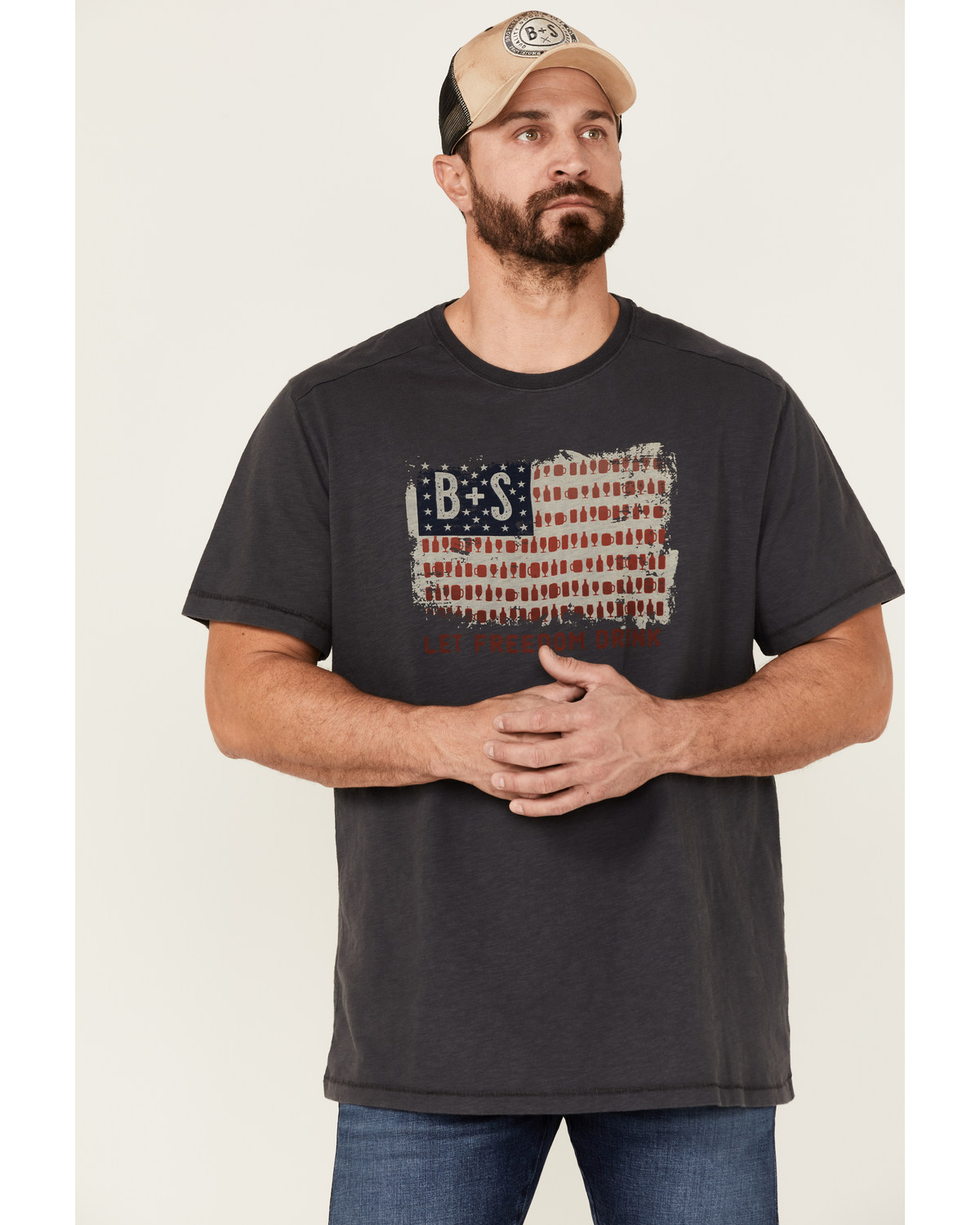 Brothers and Sons Men's Let Freedom Drink Slub Graphic T-Shirt