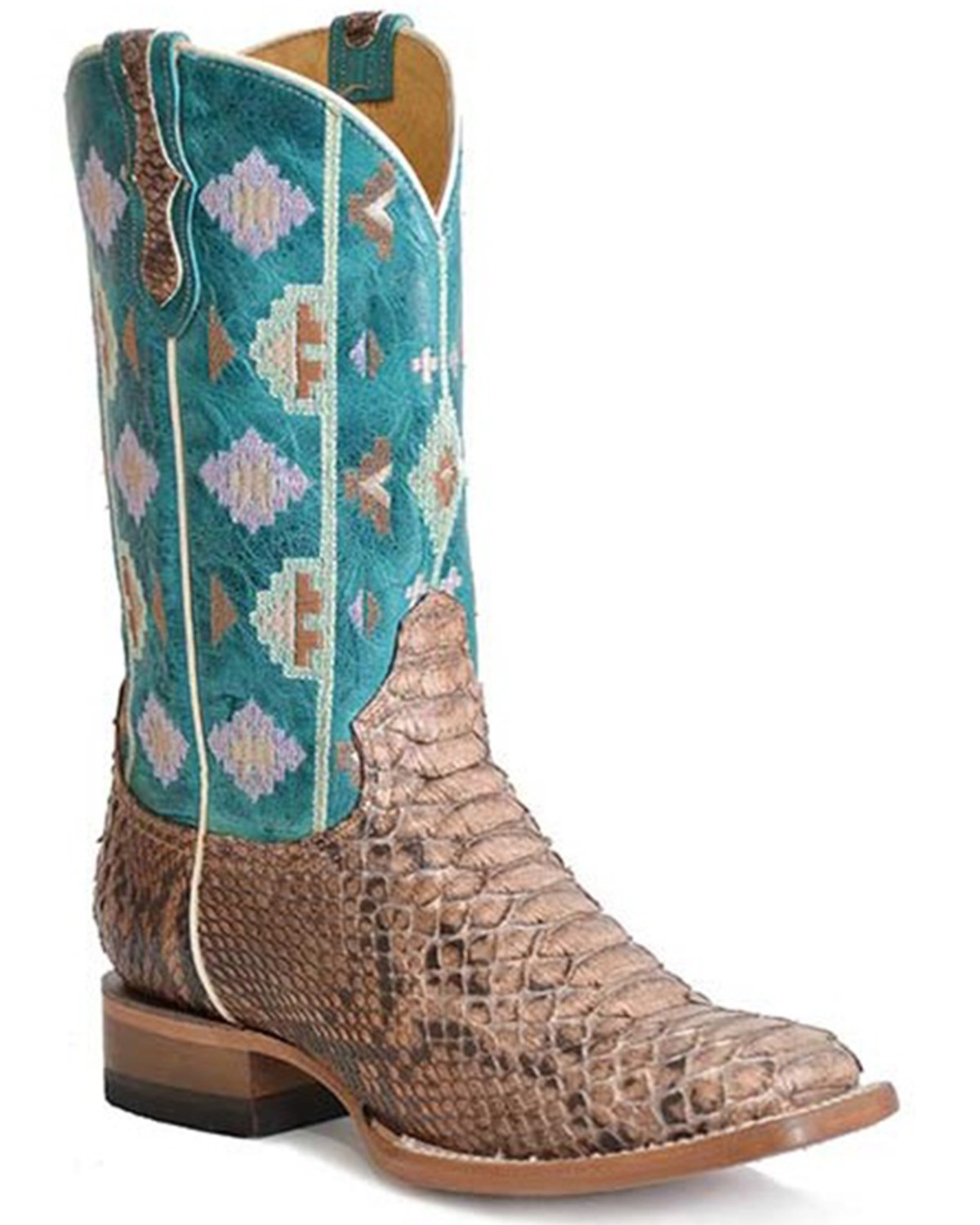 Roper Women's Oakley Python Backcut Southwestern Exotic Western Fashion Boots - Snip Toe