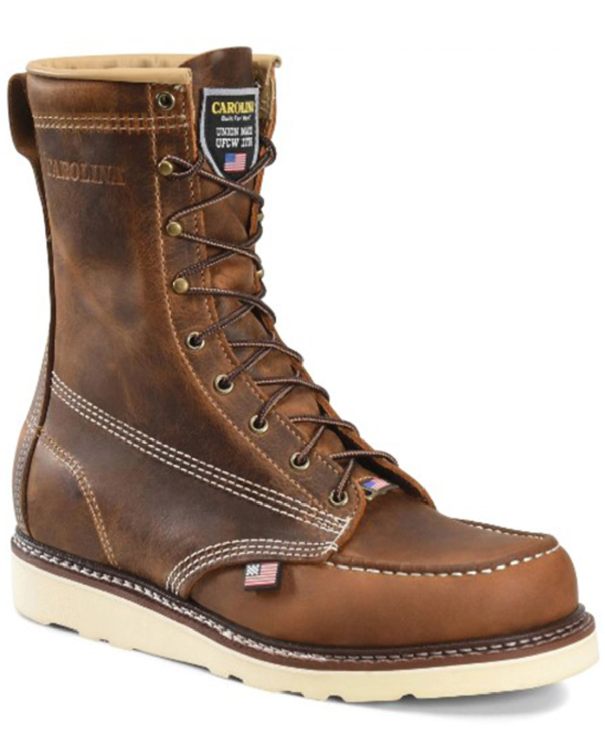 Carolina Men's 8" Lace-Up Work Boots - Moc Toe