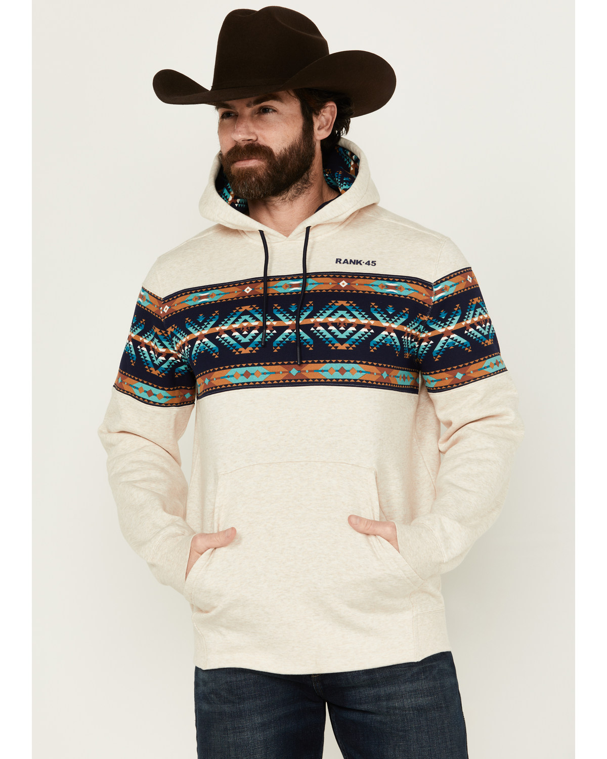 RANK 45® Men's Sworn Border Print Hooded Sweatshirt