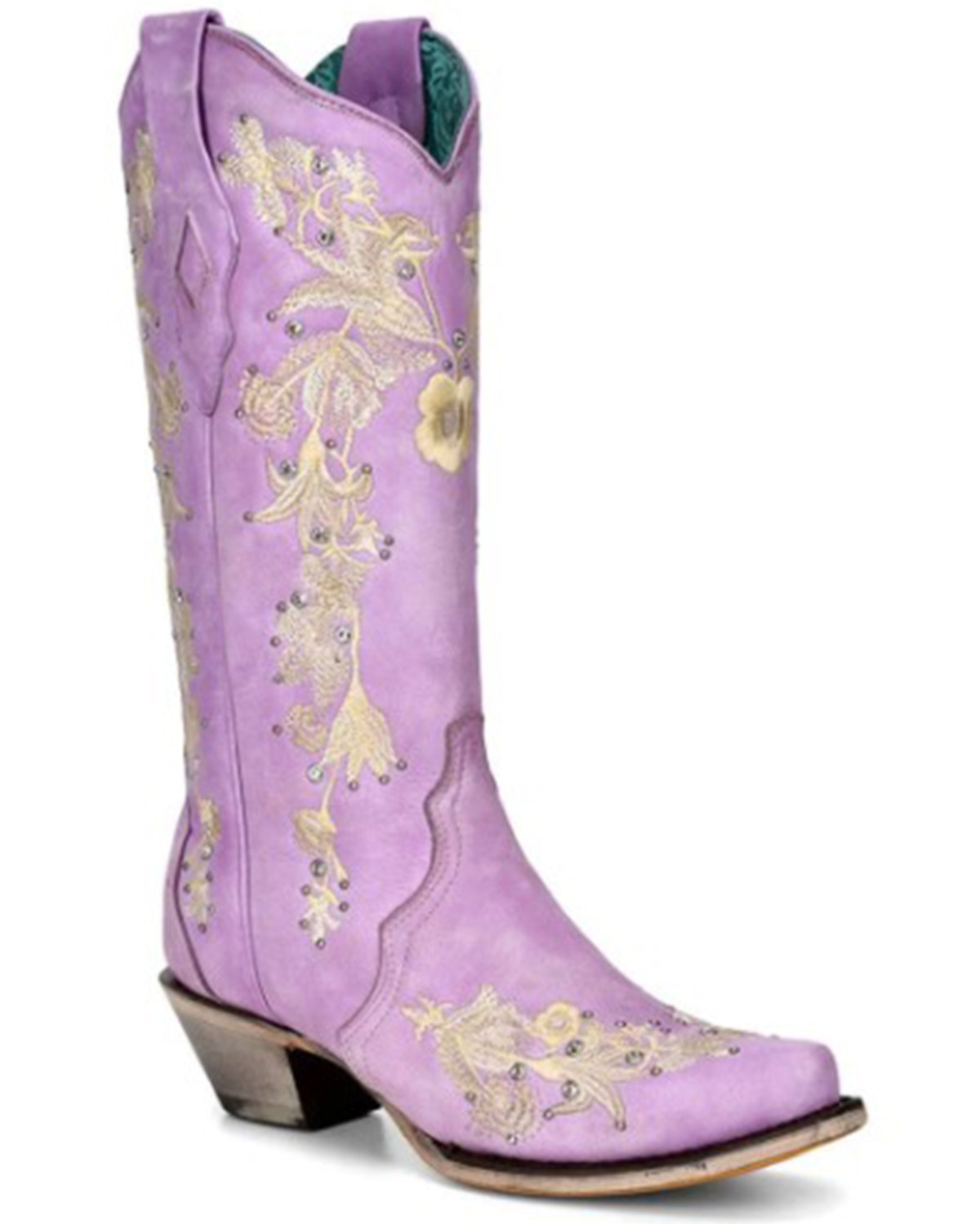 Corral Women's Embroidered Floral & Crystal Studded Tall Western Boots - Snip Toe
