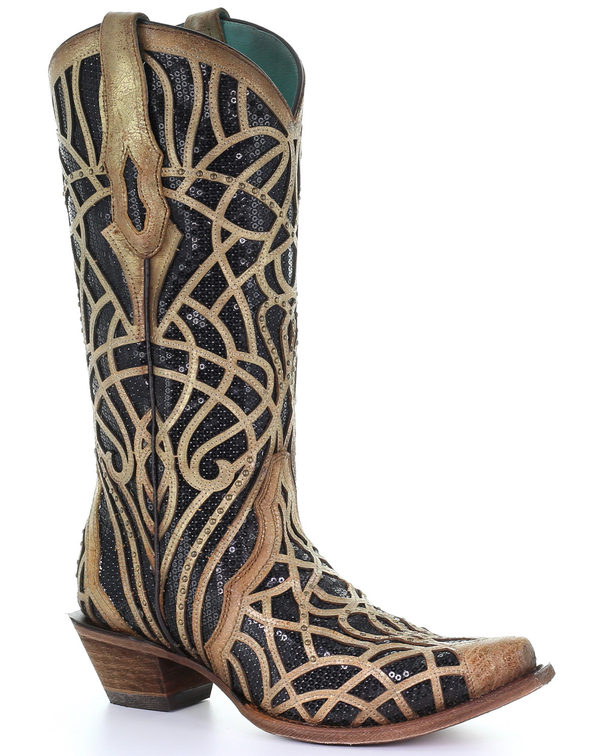 gold glitter cowboy boots
