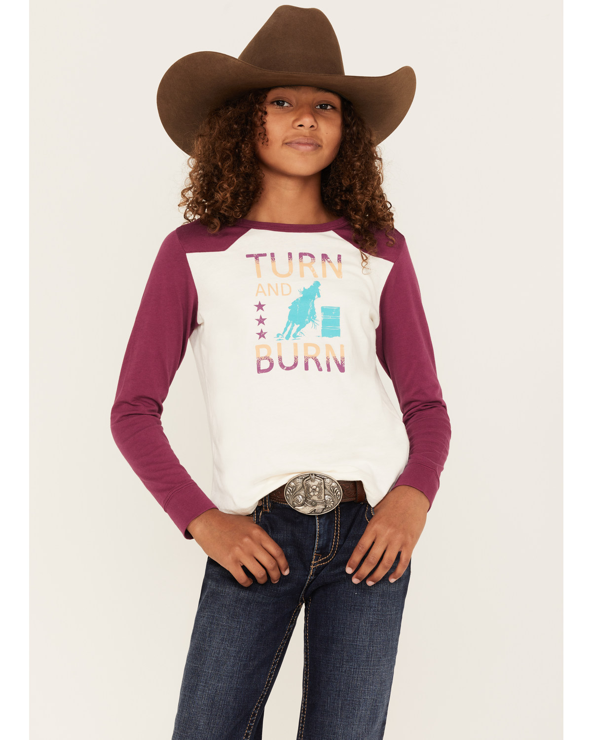 Shyanne Girls' Turn & Burn Raglan Long Sleeve Tee