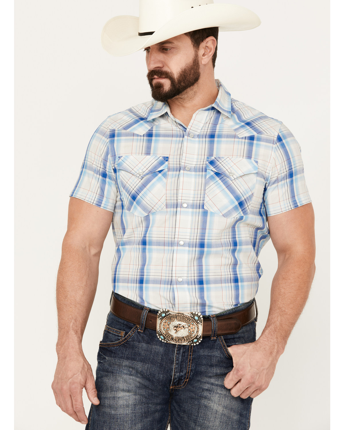 Pendleton Men's Frontier Plaid Short Sleeve Western Pearl Snap Shirt
