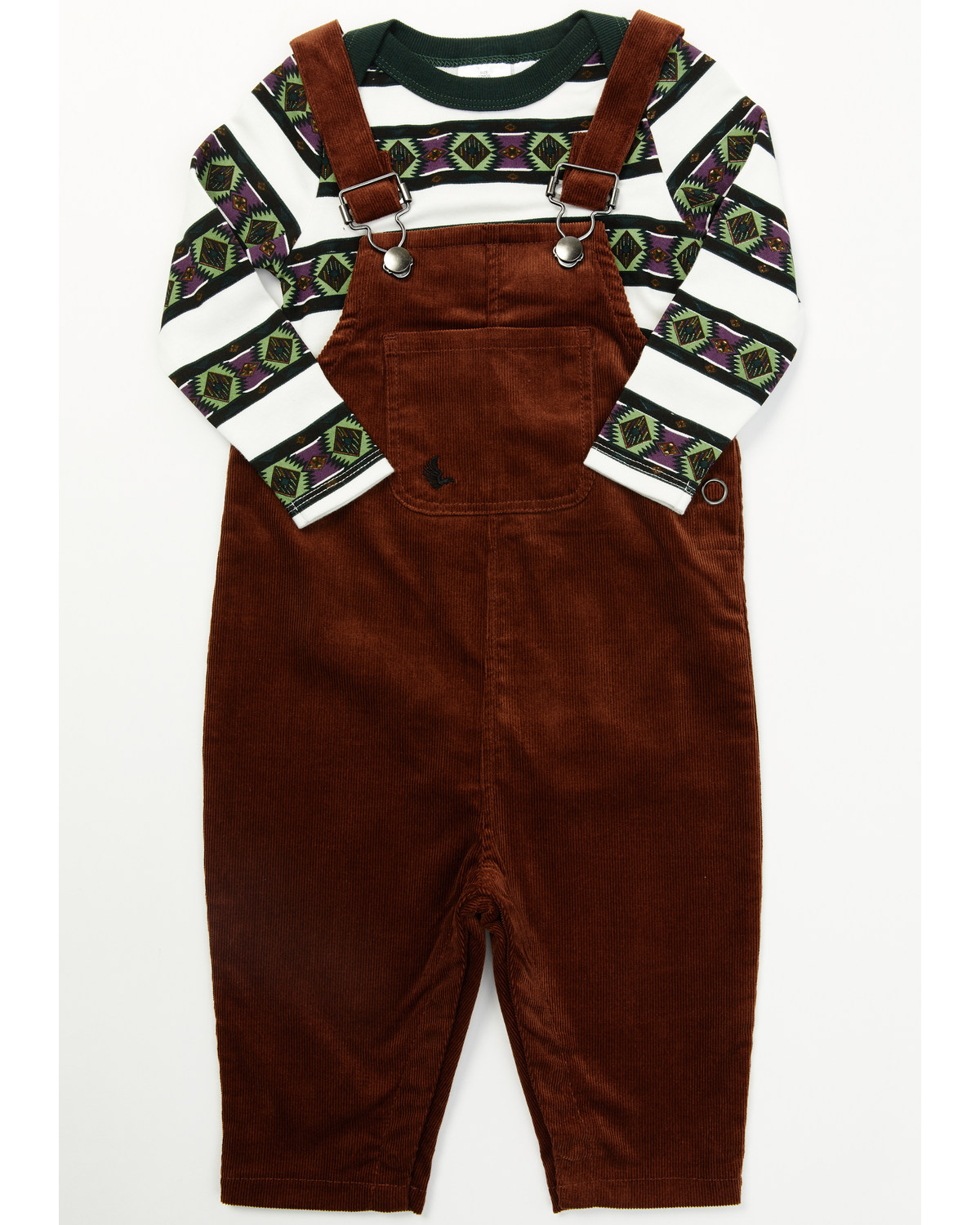 Cody James Infant Boys' Overalls & Striped Shirt Onesie Set