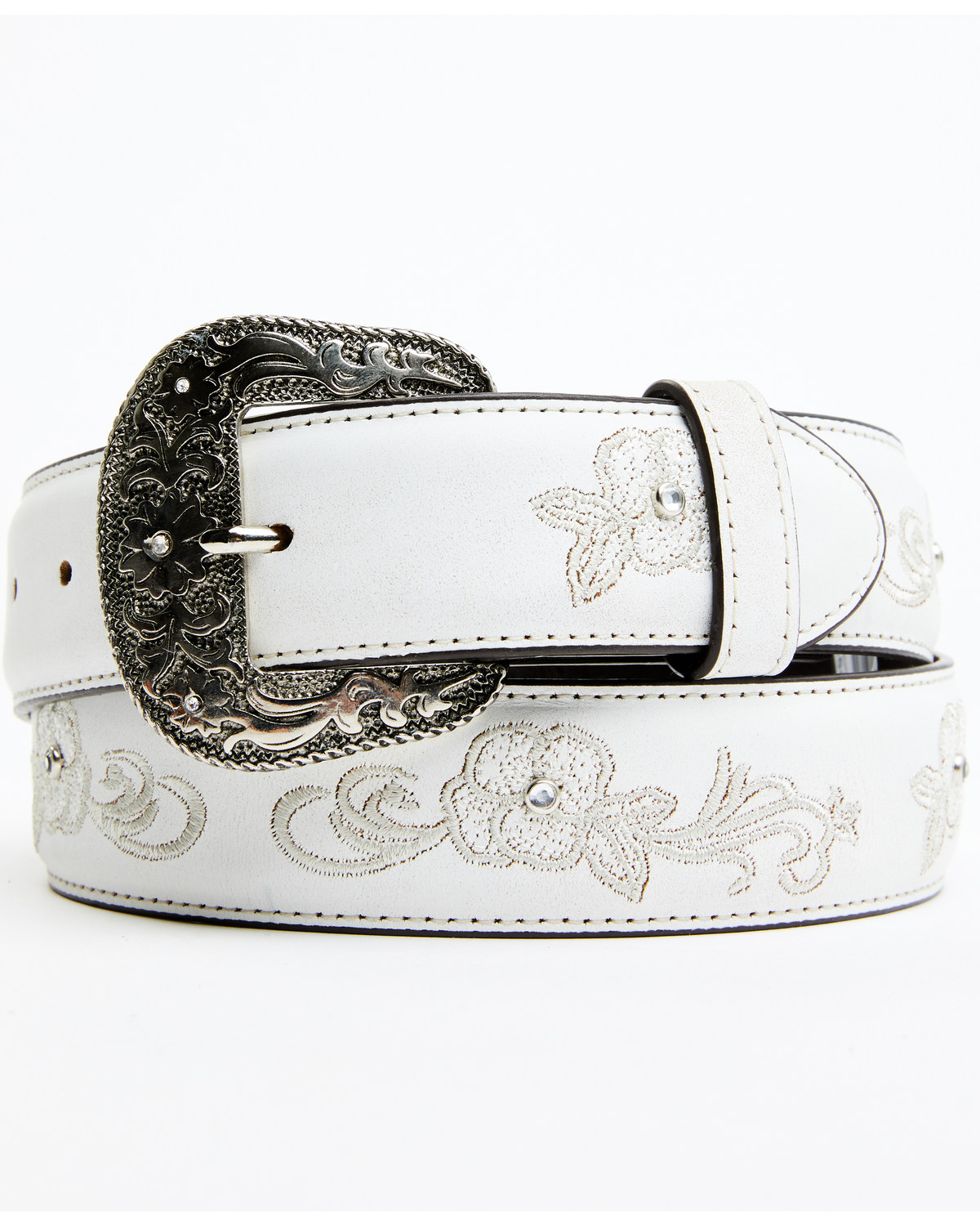 Shyanne Women's Lasy Floral Embroidered Rhinestone Western Belt