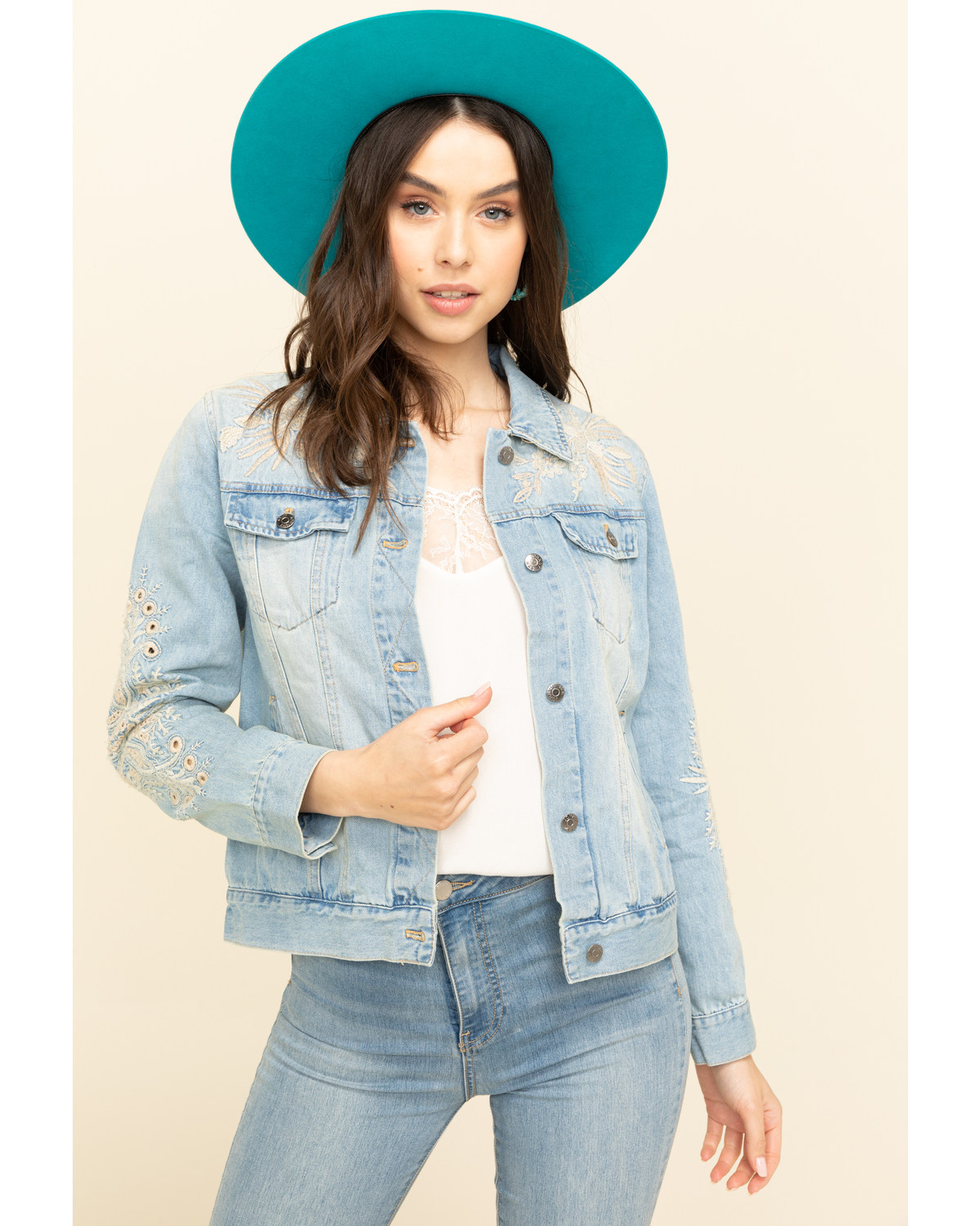 Johnny was embroidered jean jacket clearance