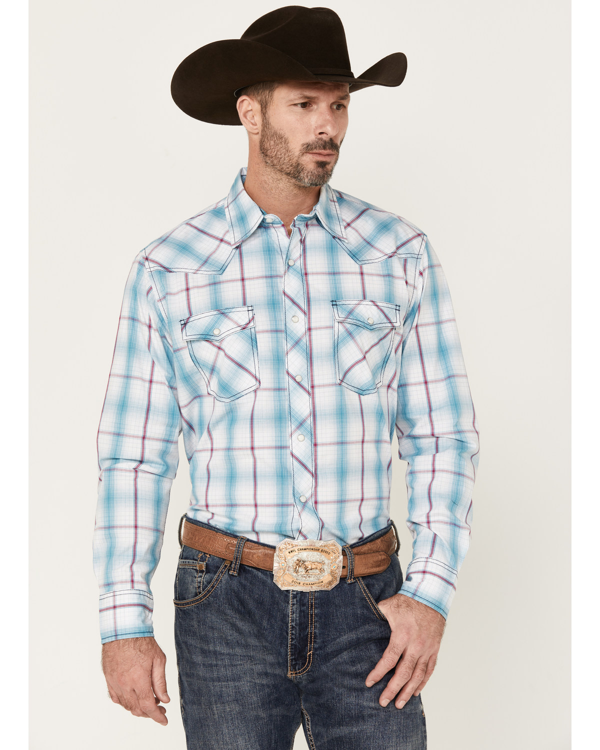 Wrangler 20x Men's Plaid Print Long Sleeve Snap Western Shirt